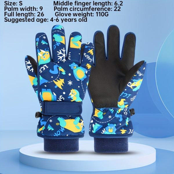 Ski Gloves, Christmas And New Year Gifts, Cute Printed Polar Lining Thickened Warm And Windproof Adjustable Wristband, Unisex Outdoor Gloves S/M/L Multicolor. - Image 3