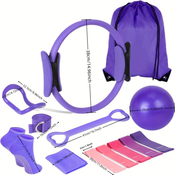 Set of 13 Purple Pilates And Yoga Tools | Professional Training Package | Enhances Core Strength And Flexibility | Home Workout Gear, Yoga Kits for Women, Pilates Equipment for Home Use. - Image 4
