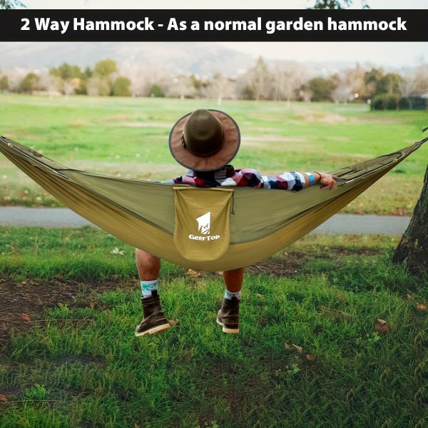 GEERTOP 3in 1 Outdoor Hammock with Mosquito Net Sun Shelter, Double Sleep Rest Camping Hammock for Backpacking Travel Garden Park - Image 4