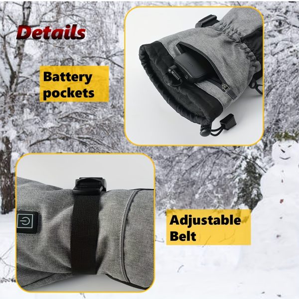A Pair of Heated Gloves with Warmth on The Palms And Backs, Made of Oxford Cloth And Lined with Flannel, Equipped with Batteries, Essential for Winter. - Image 7