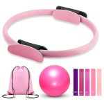 An 8pcs Premium Yoga And Pilates Set, Featuring a Non-Slip Exercise Ring for Flexibility And Strength Training, Ideal for Home Fitness Equipment And Body Shaping