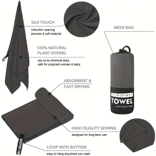 Ultra-Fine Fiber Sports Towel - Super Absorbent, Soft & Light -Friendly, Compact Travel Towel for Swimming, Beach, Gym - Quick-Dry, Hand Wash Only, Modern Design, Perfect for Outdoor Activities, Beach Towel, Sleek Towel Design, Quickdry Fabric - Image 6