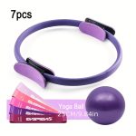7pcs Premium Yoga Pilates Set, Non-Slip Exercise Rings for Flexibility and Strength Training, Home Fitness Equipment for Toning - Image 5