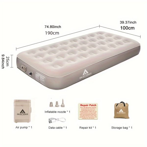 1pc Outdoor Inflatable Bed Sleeping Pad, Camping Tent Automatic Air Mattress for Home Use - Image 7