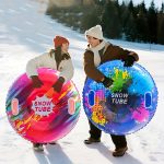 Heavy-Duty Colorful Fashion Snow Tubes/Inflatable Snowboards/Inflatable Snow Sleds, Foldable PVC Winter Water Slides, Suitable for Skiing/Snow Drifting/Winter Activities/Outdoor Family Leisure Activities, Winter Sports, Christmas/New Year Gifts.