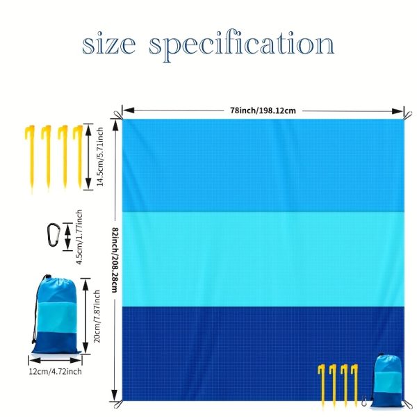 Extra Large Lightweight Beach Blanket | Outdoor Picnic Mat for 2-8 People, Ideal for Traveling, Camping, and Hiking - Summer Polyester Fabric - Image 7