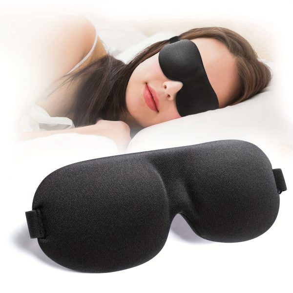 1pc Unisex Sleep Mask, 3D Light Blocking Eye Mask, Comfortable Polyester, Ideal for Supine and Side Sleepers, Solid Color, Black, Yoga Silicone Eye Pillow - Image 7