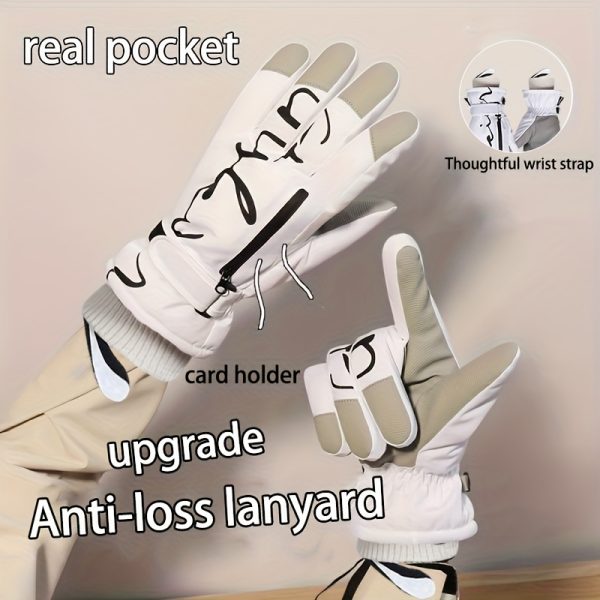 Winter skiing gloves, warm snow gloves, thick and fashionable, suitable for both men and women in outdoor sports, with pockets that are not afraid of rain and snow, easy to clean, high-quality skiing equipment, reinforced stitching - Image 8