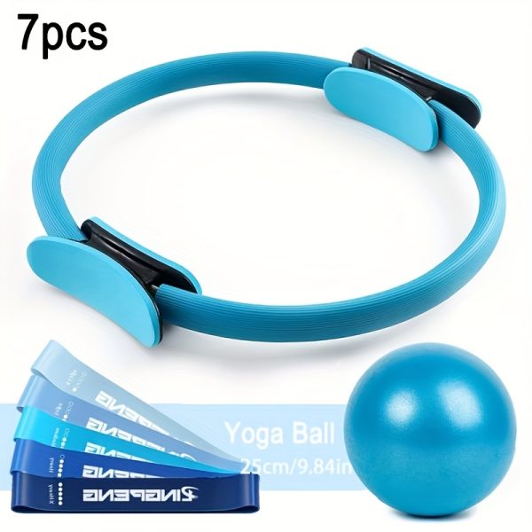 7pcs Premium Yoga Pilates Set, Non-Slip Exercise Rings for Flexibility and Strength Training, Home Fitness Equipment for Toning - Image 2