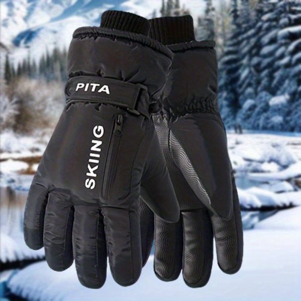Winter skiing gloves, warm snow gloves, thick and fashionable, suitable for both men and women in outdoor sports, with pockets that are not afraid of rain and snow, easy to clean, high-quality skiing equipment, reinforced stitching - Image 11