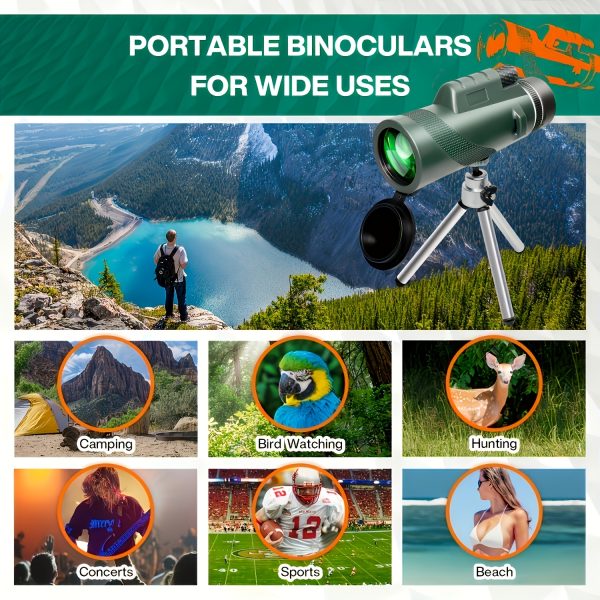 10x50 Portable HD High-Power Monocular Telescope, Extra-Large Objective Lens, Rubber Grip, Manual Focus - Perfect for Bird Watching, Concerts, Outdoor Camping, and Travel - Ideal Gift for Men, Perfect Holiday Gift, Father's Day Gift - Image 8