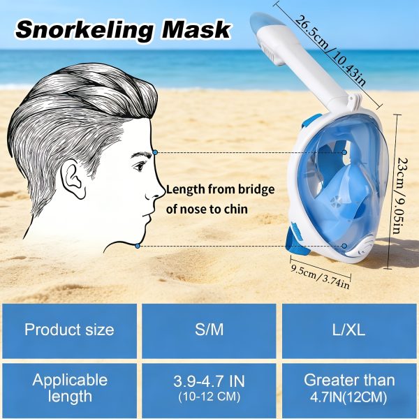 Full Face Snorkeling Mask with Panoramic View, Safe Breathing, Anti-Fog, Anti-Leakage And Camera Retention-Perfect for Adults And Swimmers Alike - Image 10