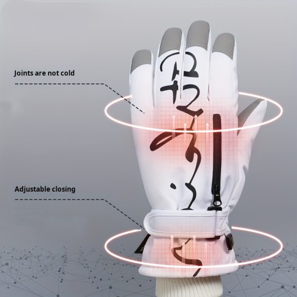 Winter skiing gloves, warm snow gloves, thick and fashionable, suitable for both men and women in outdoor sports, with pockets that are not afraid of rain and snow, easy to clean, high-quality skiing equipment, reinforced stitching - Image 3