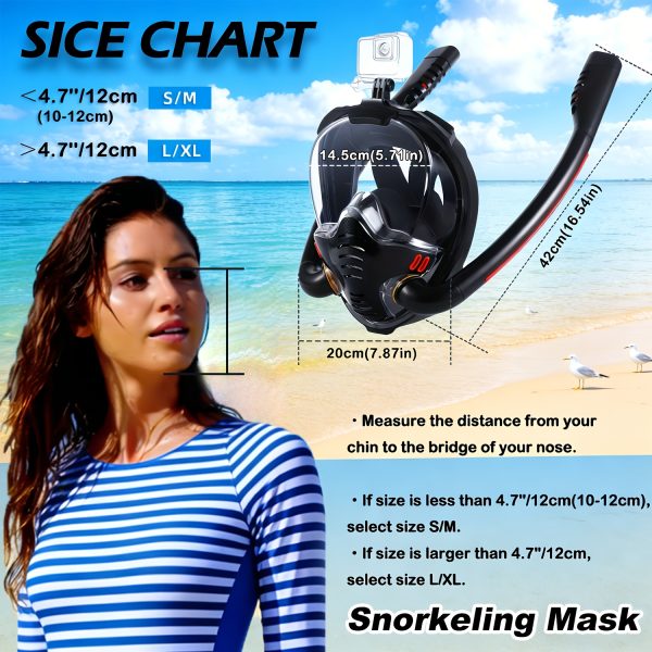 1 Full Face Snorkeling Mask | Adult Swimming Gear, 180 Degree Panoramic Dual Tube Mask with Camera Mount, PC Material - BOKEFA - Image 6