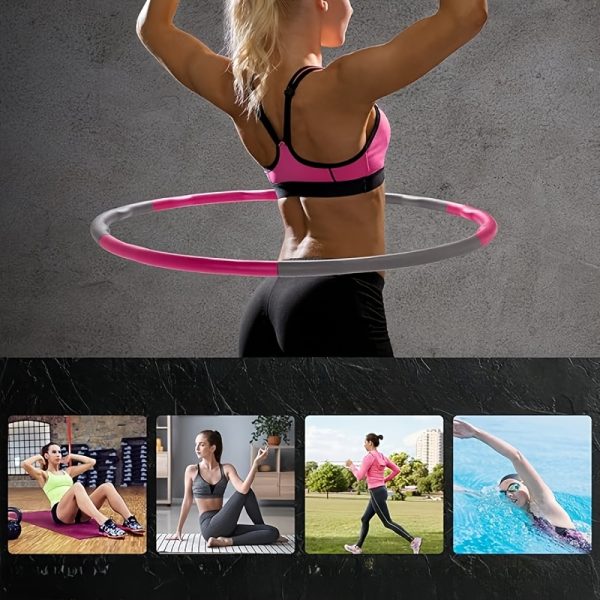 Detachable Fitness Hoop with Massage Nubs, Polypropylene Exercise Ring with Weight Adjustment, Striped Design for Enhanced Grip Stability - Image 7