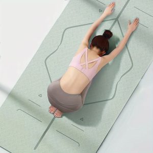 1pc of TPE Non-Slip Soft Exercise Mat Featuring Body Guide Lines, a Wider And Thicker Solid Color Yoga Mat