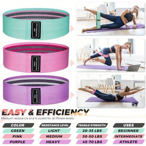 Unisex Sports Resistance Bands, 3pcs - Premium Elastic Yoga Straps for Squats, Leg and Hip Strength Training, Portable, Durable & Versatile, Beginner's Butt and Thigh Stretching Band, Pilates Elastics - Image 3