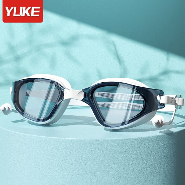 Adult high-definition swimming goggles, made of durable PC material, leak proof, with non fogging lenses and a frame design that provides a wide field of view. Available in black, white, and blue, unisex - Image 7