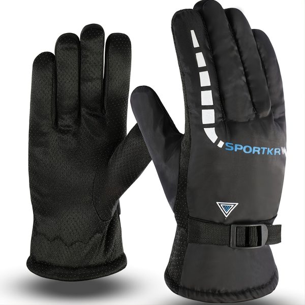 A Pair Winter warm mittens men women outdoor anti-skid electric bike riding windproof plus velvet mittens Ski gloves - Image 2