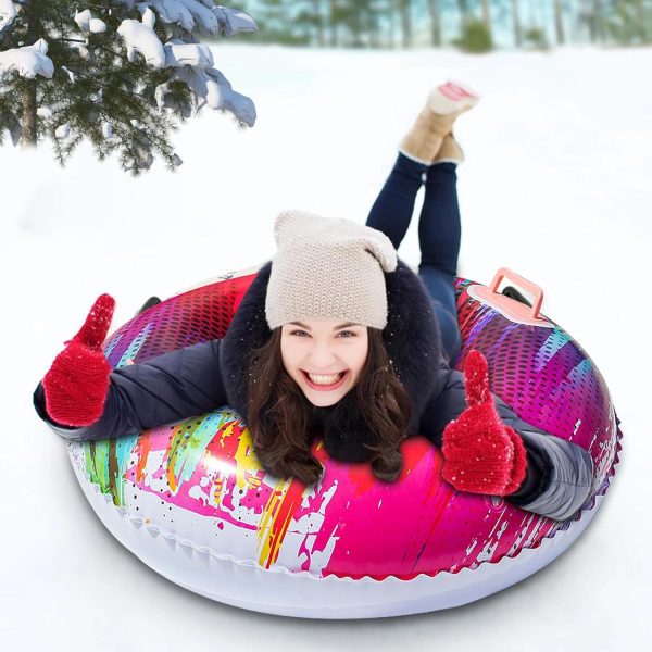 Heavy-Duty Colorful Fashion Snow Tubes/Inflatable Snowboards/Inflatable Snow Sleds, Foldable PVC Winter Water Slides, Suitable for Skiing/Snow Drifting/Winter Activities/Outdoor Family Leisure Activities, Winter Sports, Christmas/New Year Gifts. - Image 8