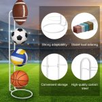Ball Storage Rack 3/4 Tier Metal Ball Stand Ball Lockers Vertical Ball Rack Holder Room Outdoor Sports Equipment Organiser Football Stand for Basketball Football Volleyball etc (Black/White) - Image 42
