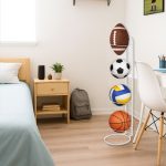 Ball Storage Rack 3/4 Tier Metal Ball Stand Ball Lockers Vertical Ball Rack Holder Room Outdoor Sports Equipment Organiser Football Stand for Basketball Football Volleyball etc (Black/White) - Image 40
