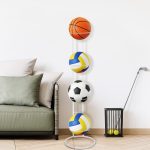 Ball Storage Rack 3/4 Tier Metal Ball Stand Ball Lockers Vertical Ball Rack Holder Room Outdoor Sports Equipment Organiser Football Stand for Basketball Football Volleyball etc (Black/White) - Image 39