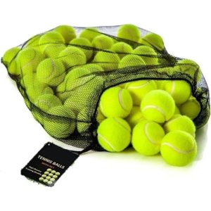 24pcs Yellow Tennis Balls with Net Mesh Storage Bag, Perfect for Dogs, Pets, Cricket Practise, Soft Rubber Playing Balls for Indoor & Outdoor Games, Yellow, Pack of 24