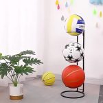 Ball Storage Rack 3/4 Tier Metal Ball Stand Ball Lockers Vertical Ball Rack Holder Room Outdoor Sports Equipment Organiser Football Stand for Basketball Football Volleyball etc (Black/White) - Image 46