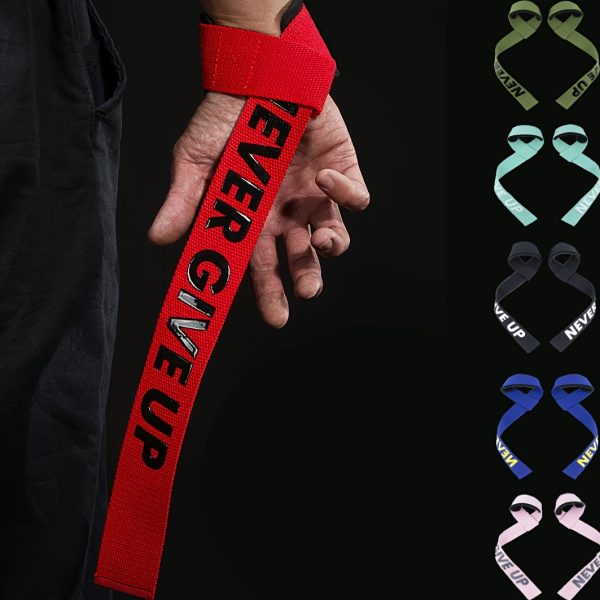 1pair Padded Wrist Straps For Weightlifting, Silica Gel Gym Wrist Straps, Workout Grips For Pull Ups And Barbell Lifting - Image 2