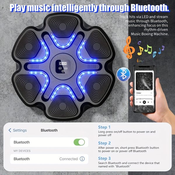 Music Boxing Machine with Boxing Gloves, Boxing Machine Wall Mounted Music, Smart Boxing Equipment, Boxing Music Workout Machine, 9 Modes Speeds - Image 5