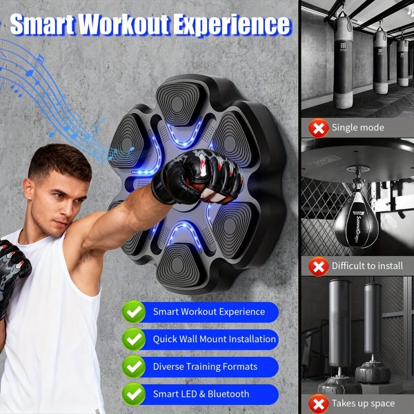 Music Boxing Machine with Boxing Gloves, Boxing Machine Wall Mounted Music, Smart Boxing Equipment, Boxing Music Workout Machine, 9 Modes Speeds - Image 7