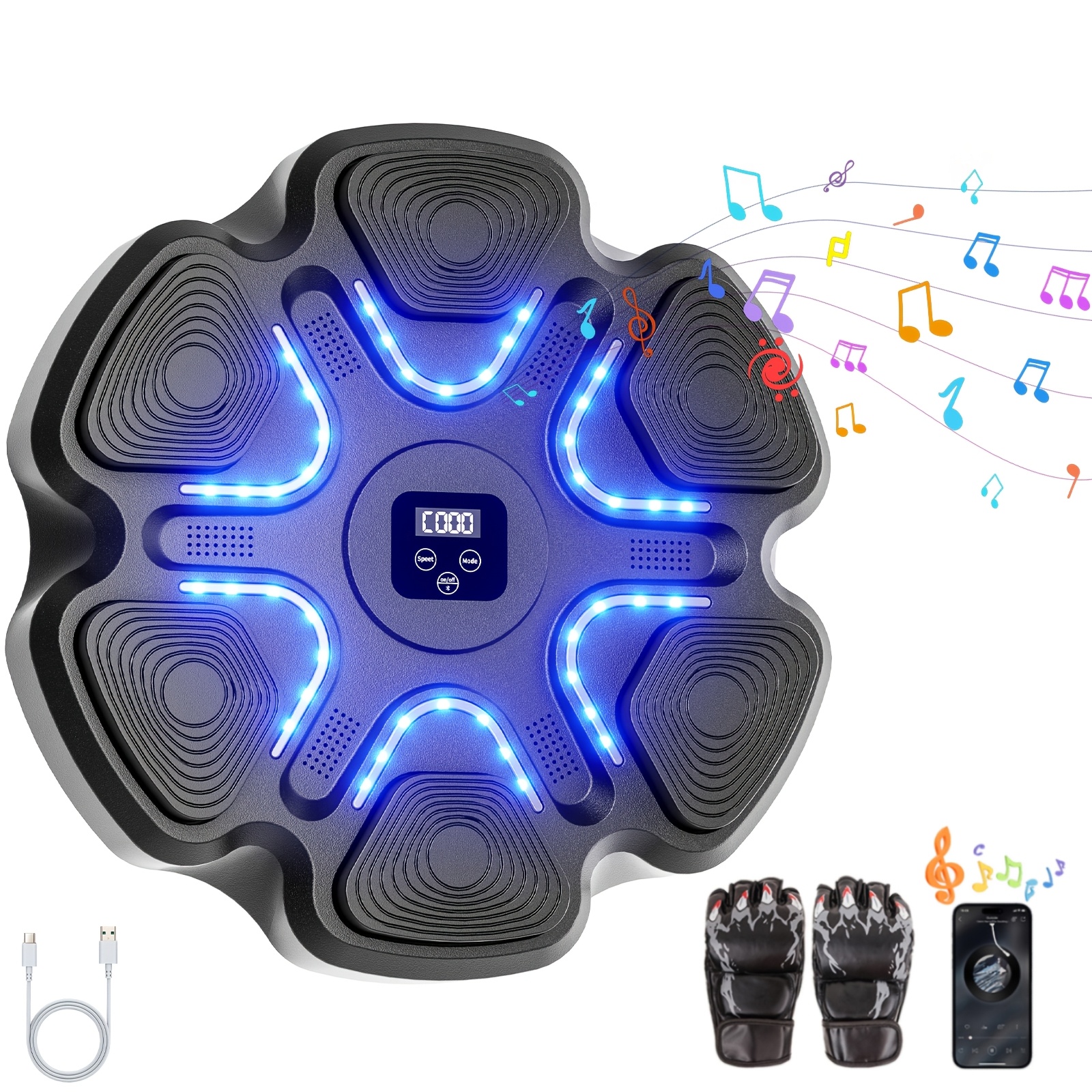 product-fancy-afe67e44-c1ac-405a-bd80-a22cff9d370b Music Boxing Machine with Boxing Gloves, Boxing Machine Wall Mounted Music, Smart Boxing Equipment, Boxing Music Workout Machine, 9 Modes Speeds - Image 1