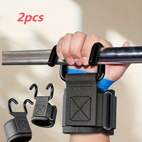 2pcs Widened Weightlifting Grips Hooks, Pull-Up Assist Wrist Straps, Dumbbell/Barbell Training Aid Equipment, Deadlift Booster, Suitable for Daily Fitness Exercises, Gym Accessories, Sports Accessories - Image 4