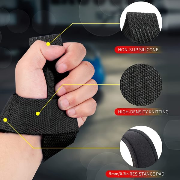 2pcs Lifting Wrist Straps for Weightlifting Silicone Anti-slip Weight Lifting Straps for Men & Women Gym Fitness Deadlift Straps - Image 2
